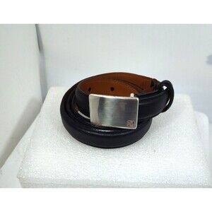 LRL Lauren Ralph Lauren  Women M 28.5"-32.5" Black Leather Skinny Belt w Logo